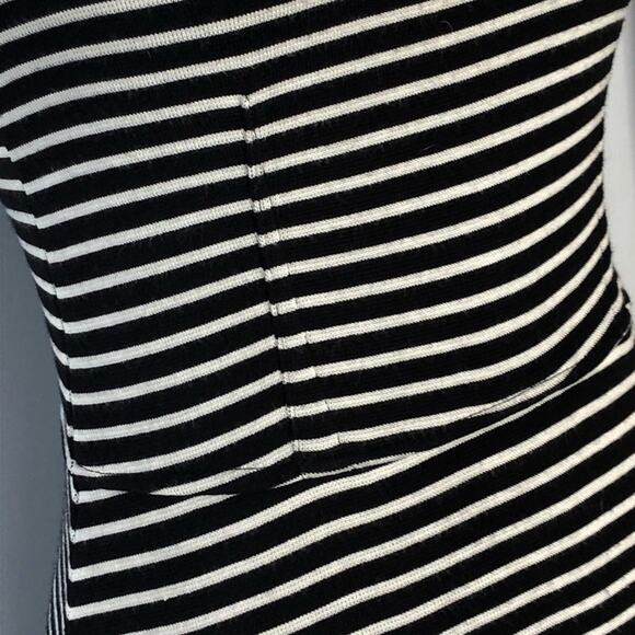 Madewell Black White Stripe Gallerist Fit Flare Dress Small - Picture 13 of 16